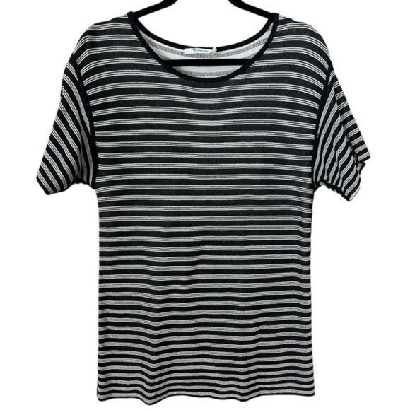 T ALEXANDER WANG Black & White Striped TEE Size Medium - Picture 1 of 7